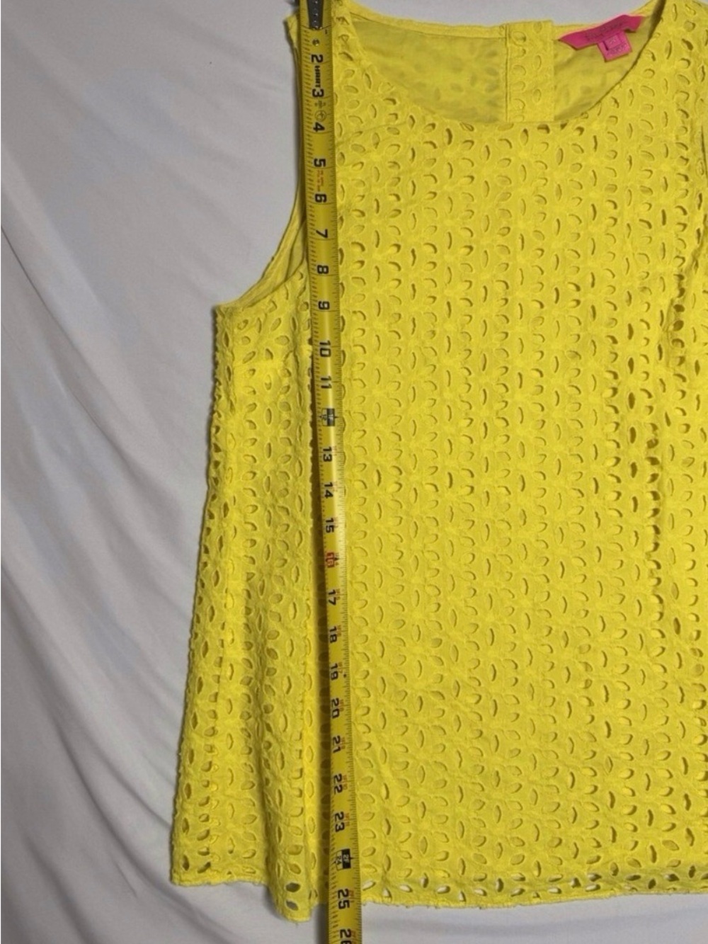 Lilly Pulitzer Bright Yellow Eyelet Sleeveless Tank Medium - Picture 4 of 5